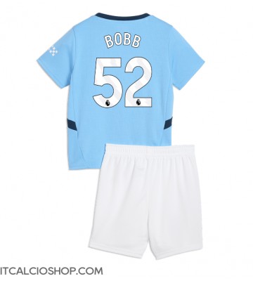 Manchester City Oscar Bobb #52 Prima Maglia Bambino 2024-25 Manica Corta (+ Pantaloni corti)